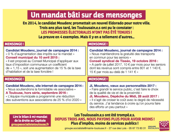 Lire la suite à propos de l’article Jean-Luc MOUDENC : 4 exemples d’un mensonge électoral